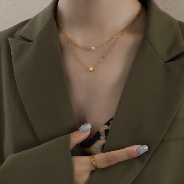 Minimalist design double layer round bead necklace