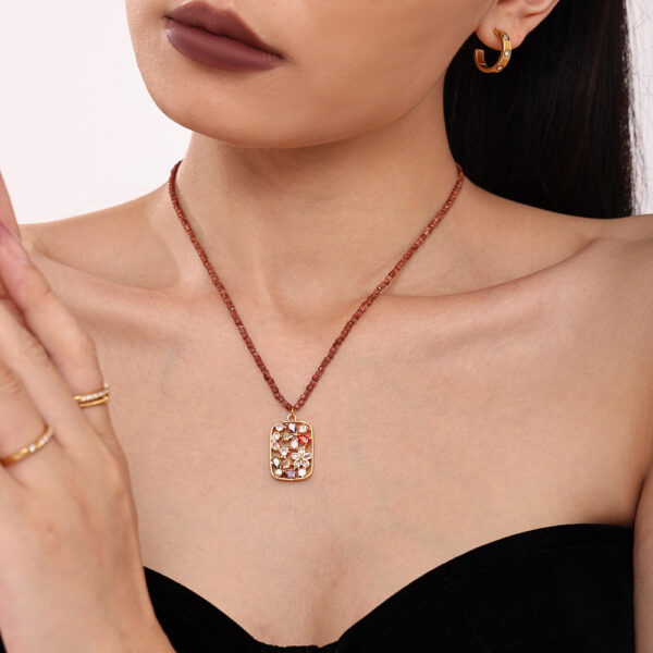 Luxury Natural Stone Handmade Sugar Cube Clavicle Necklace