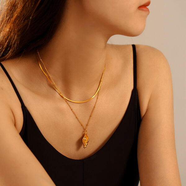 Holiday Style Conch Shell Imitation Pearl Clavicle Necklace - Image 2