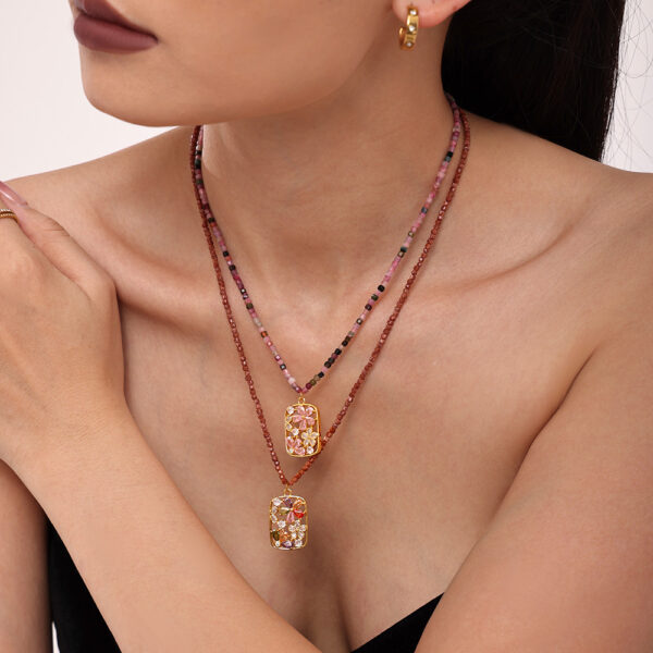 Luxury Natural Stone Handmade Sugar Cube Clavicle Necklace - Image 4
