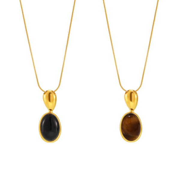 Oval Tiger Eye Long Necklace - Image 3