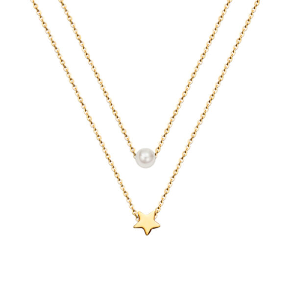 Minimalist design double layer round bead necklace - Image 2